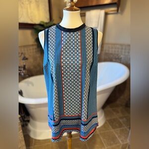 Valerie Stevens Blue and Red Geometric Blouse large